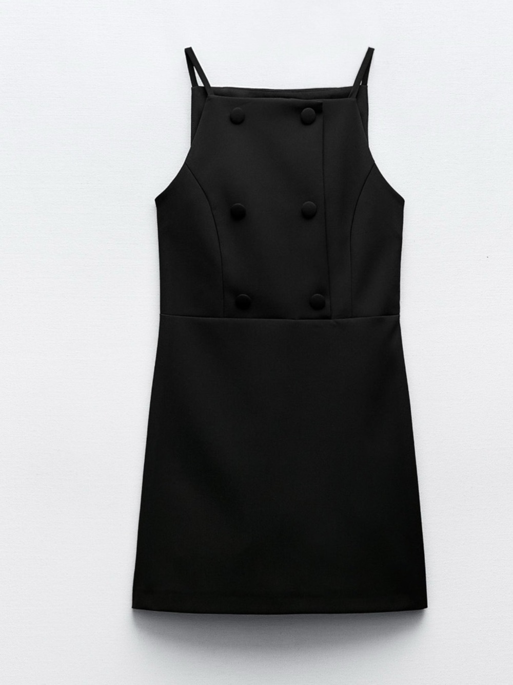 Classic Black Double-Breasted Mini Dress With Buttons